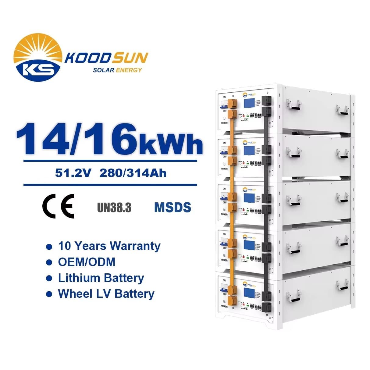 Factory Direct Sale Tiktok Same Model Koodsun Rack Mounted Lithium Battery 16kWH Per Piece - Koodsun