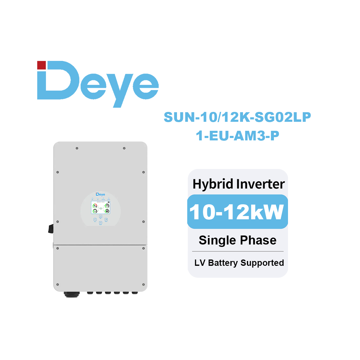 Deye SUN-10/12K-SG02LP1-EU-AM3-P 10kw 12kw Single Phase Hybrid Inverter LV Battery Supported for Home Solar System - Koodsun